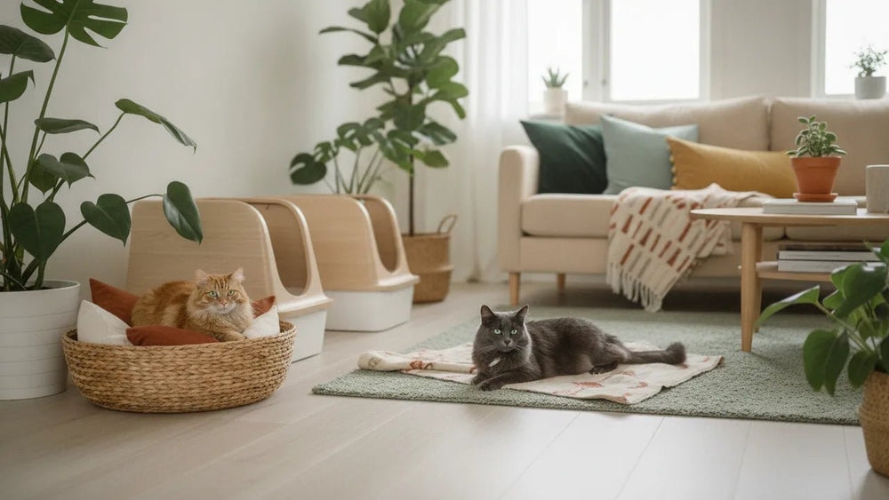 Arrivée d'un deuxième chat : gérer les litières