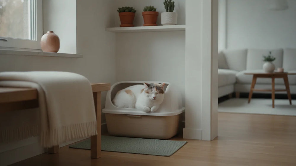 Pourquoi mon chat dort ou se cache près de sa litière