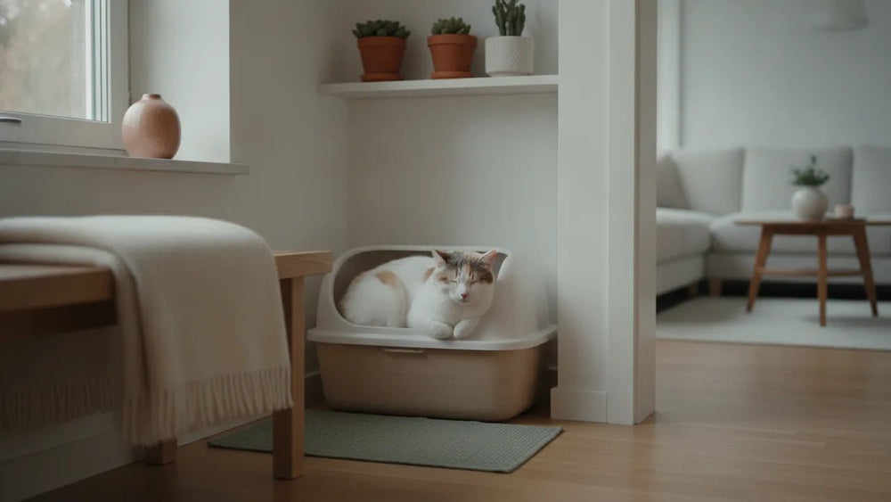 Pourquoi mon chat dort ou se cache près de sa litière