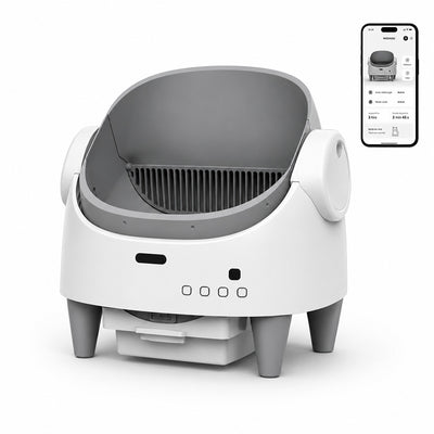 Litière automatique ORA, vue d'ensemble sur fond clair