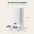 Format compact du distributeur Rivo double gamelle, 33 x 17,7 x 33,5 cm